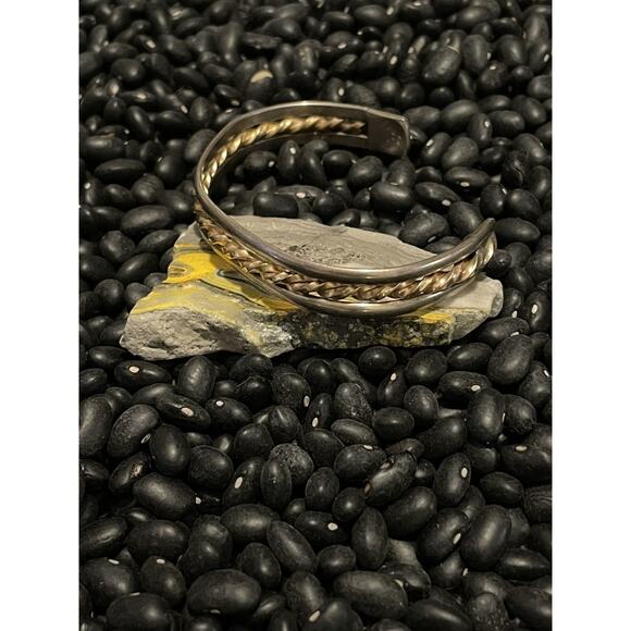 Sterling Silver HARRY’S Sterling & 14k Gold Filled Twisted Braided Cuff Bracelet - Picture 6 of 9